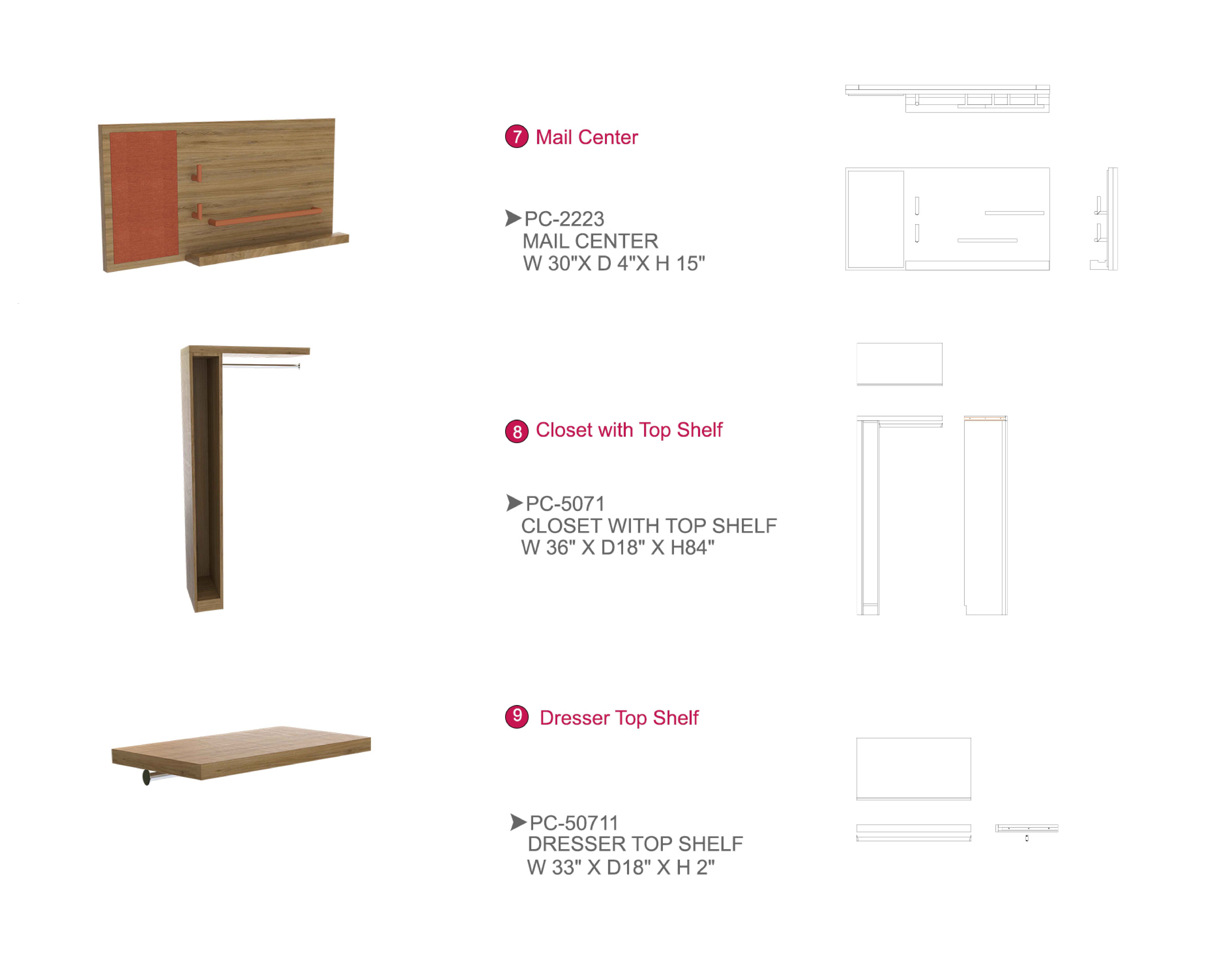 Furniture spec sheet: sleeper sofa, chair and ottoman table